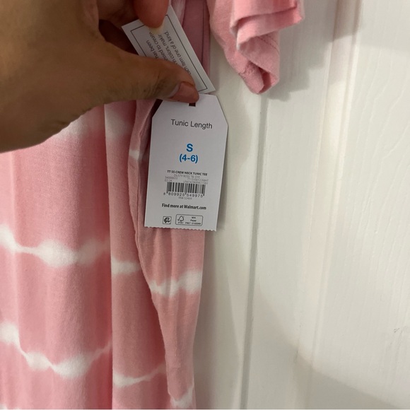 Time and Tru Women's Crewneck Solid & Tie-Dye Tunic Tee Size S (4-6) Dusty Rose - Picture 12 of 13